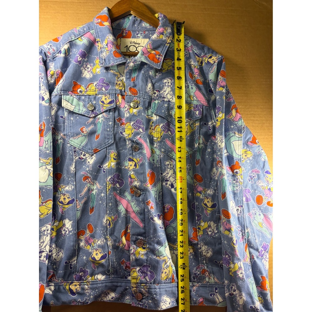 Cakeworthy Disney 100 Denim Jacket Unisex XL Blue All Over Print Character Coat - Picture 4 of 9